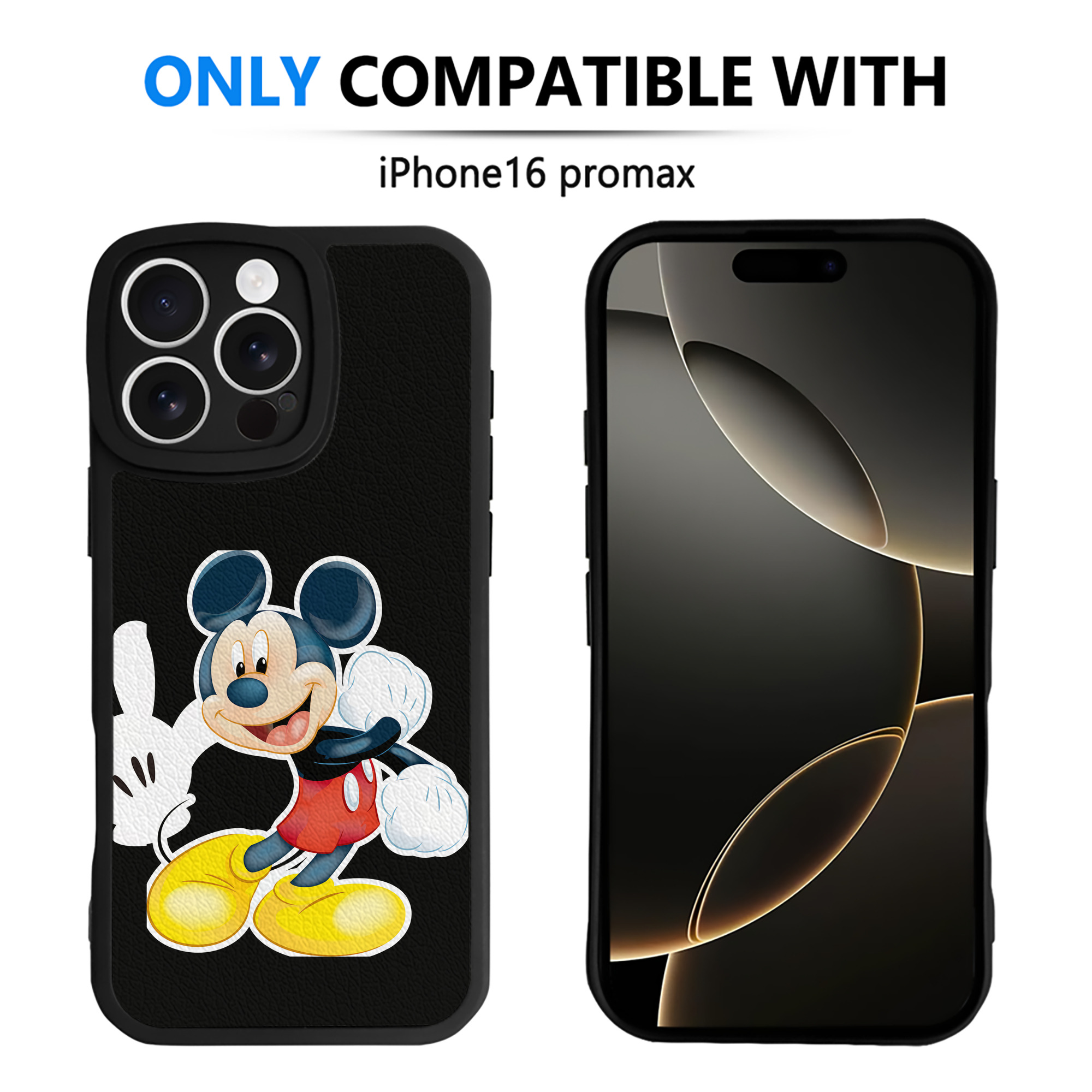 （画像用） ミッキーマウス Mickey Mouse 【iPhone 16シリーズ対応】シリコンスマホケース（レザー調） 材質：シリコン